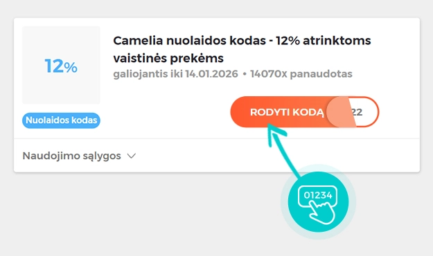 Nuolaidos kodo Camelia pavyzdys