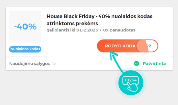 Nuolaidos kodo House pavyzdys