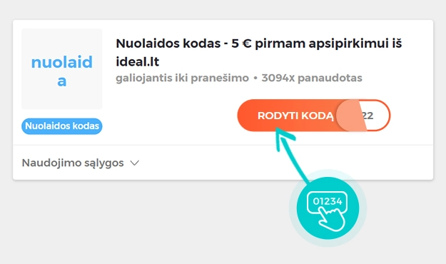Nuolaidos kodo iDeal pavyzdys