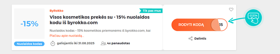 Nuolaidos kodo ByRokko pavyzdys