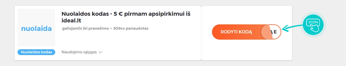 Nuolaidos kodo iDeal pavyzdys