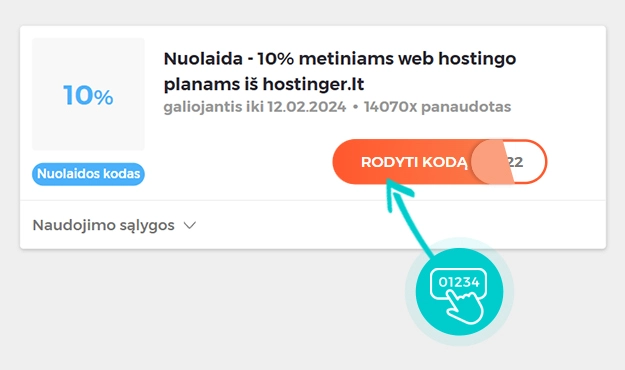 Nuolaidos kodo Hostinger pavyzdys