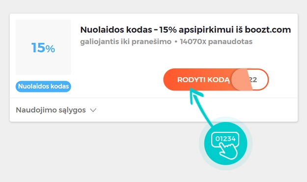Nuolaidos kodo Boozt pavyzdys
