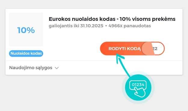 Nuolaidos kodo Eurokos pavyzdys