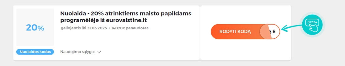 Nuolaidos kodo Eurovaistinė pavyzdys