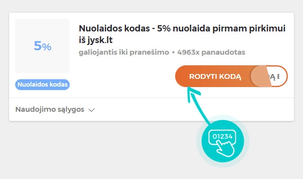 Nuolaidos kodo Jysk pavyzdys