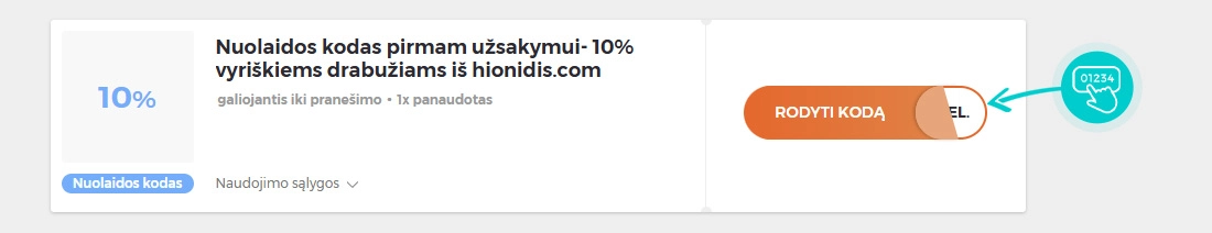 Nuolaidos kodo Hionidis pavyzdys