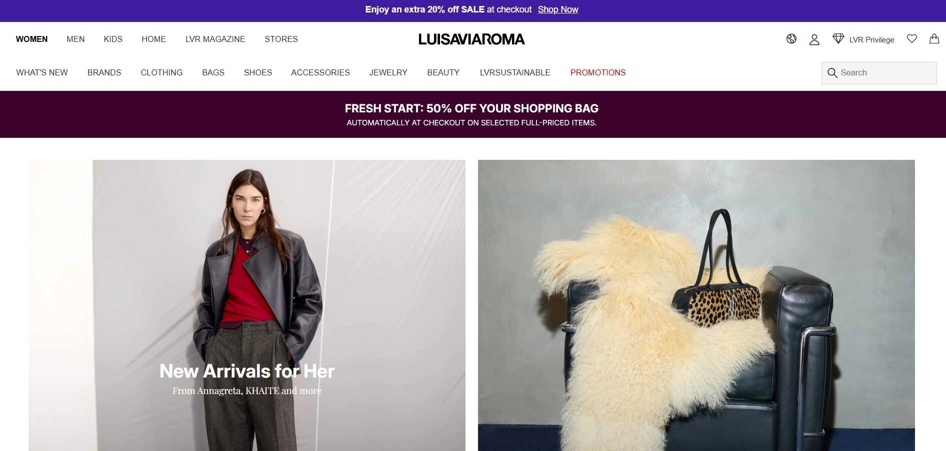 Mados parduotuvės pradinis puslapis