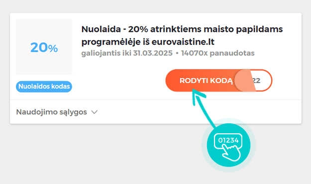 Nuolaidos kodo Eurovaistinė pavyzdys