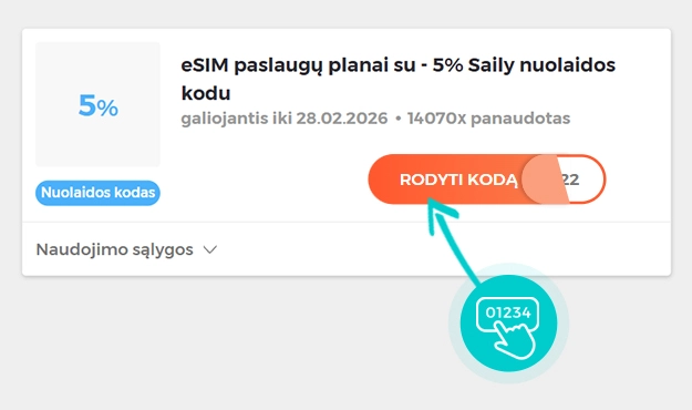 Nuolaidos kodo Saily pavyzdys