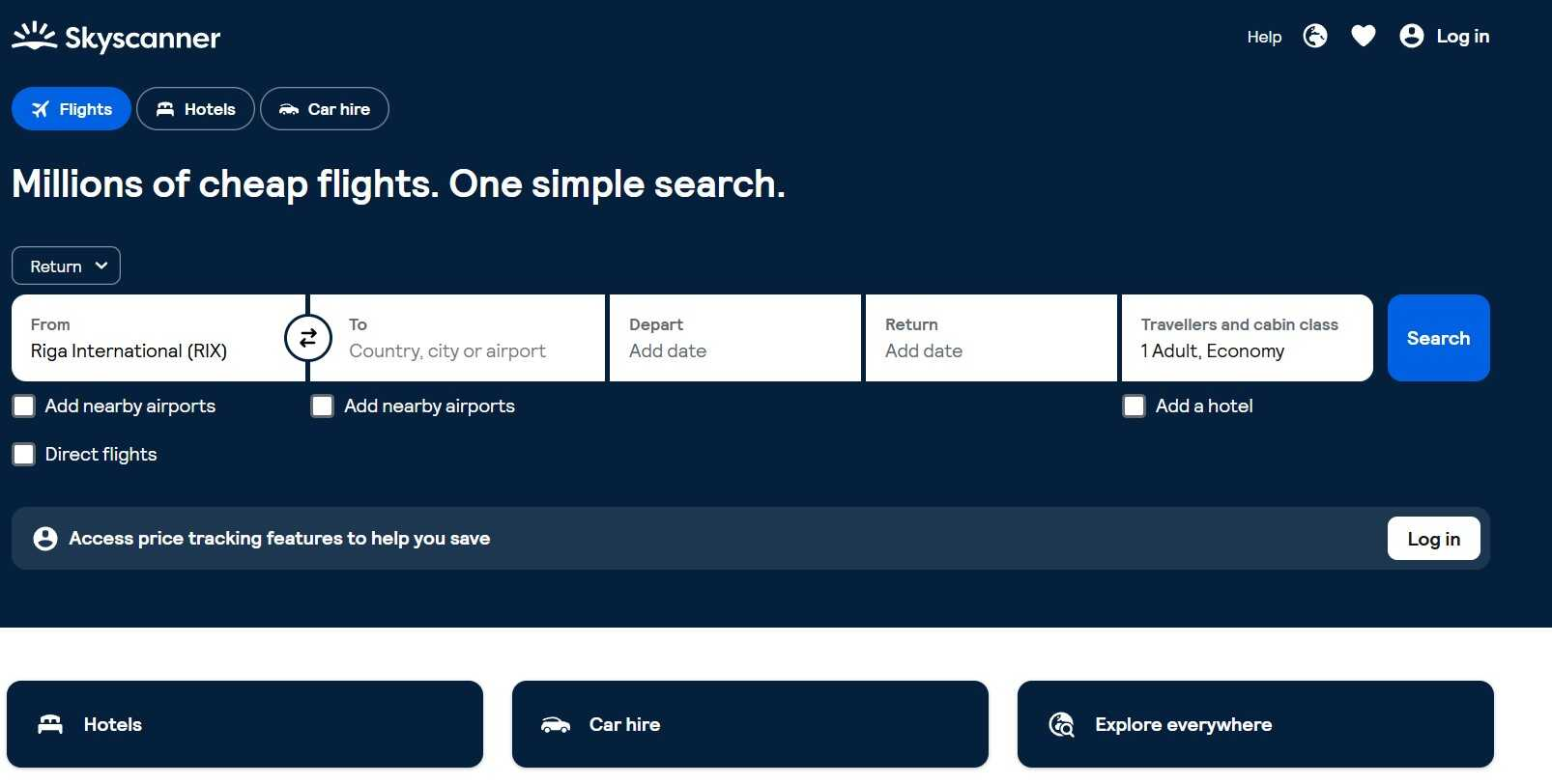 Internetinės platformos svetainė su kelionių paieškos sistema
